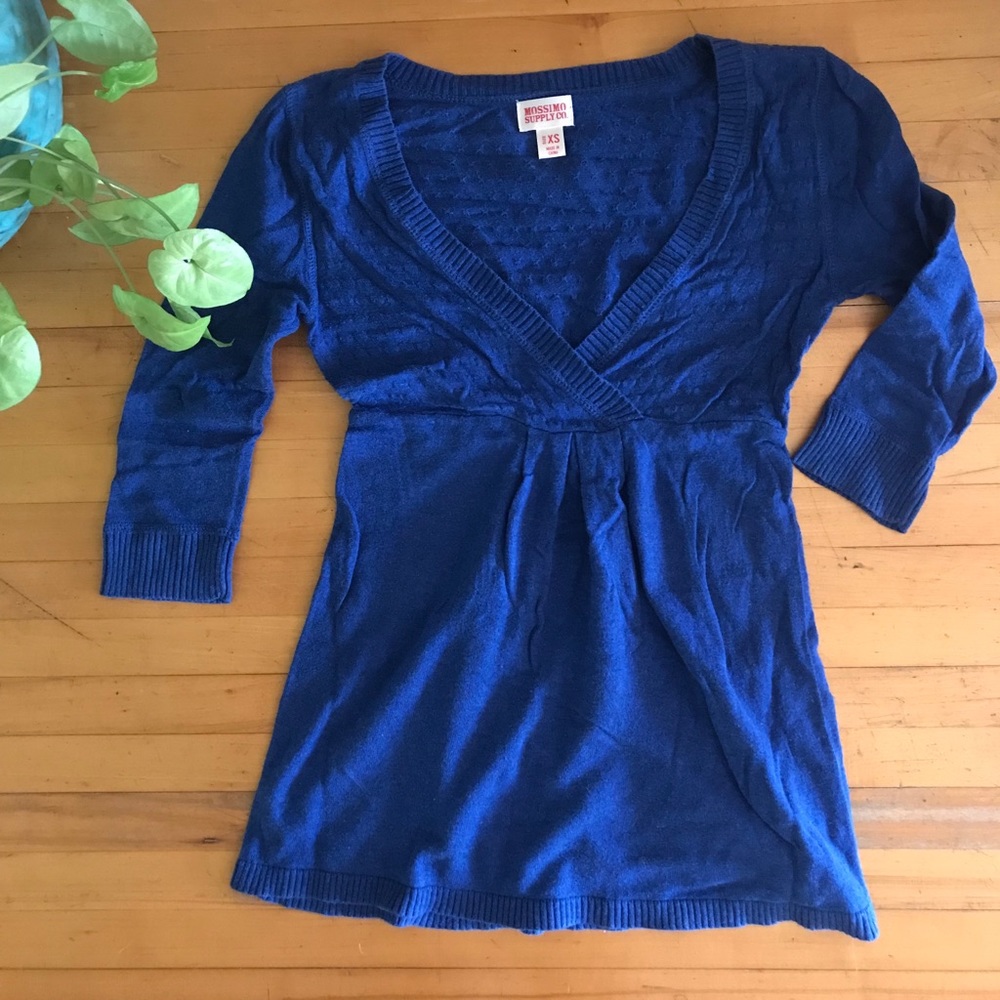 Royal blue V-neck sweater